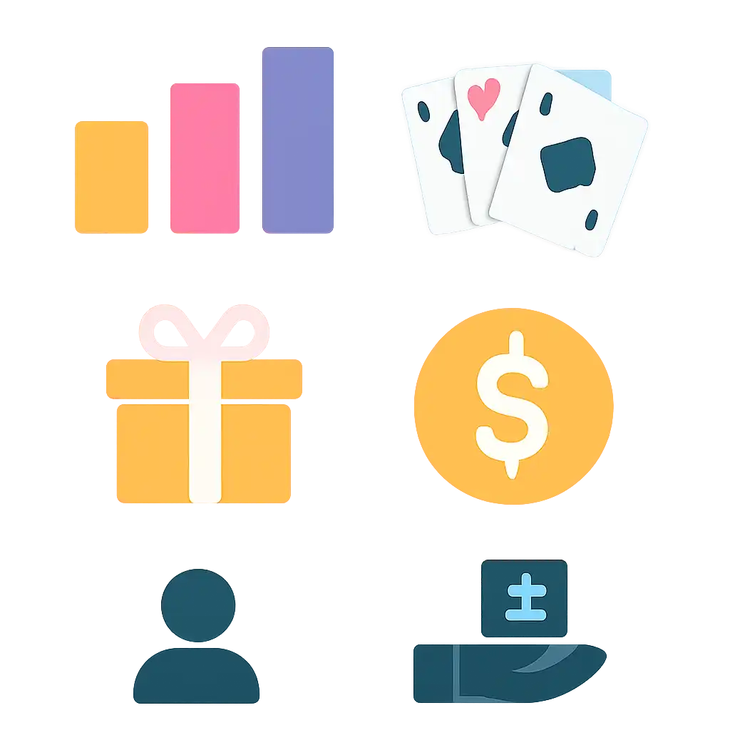 Infographic comparing options using coloured bars and, Rummy Modern Games, Bonuses and Referral Rewards