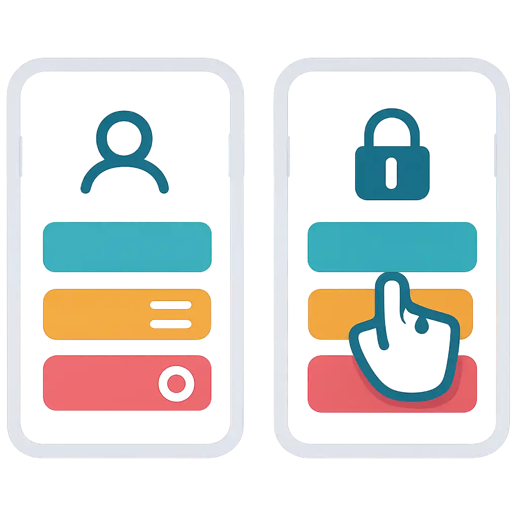 Infographic comparing options using coloured bars and, Rummy Modern Registration and Login Steps