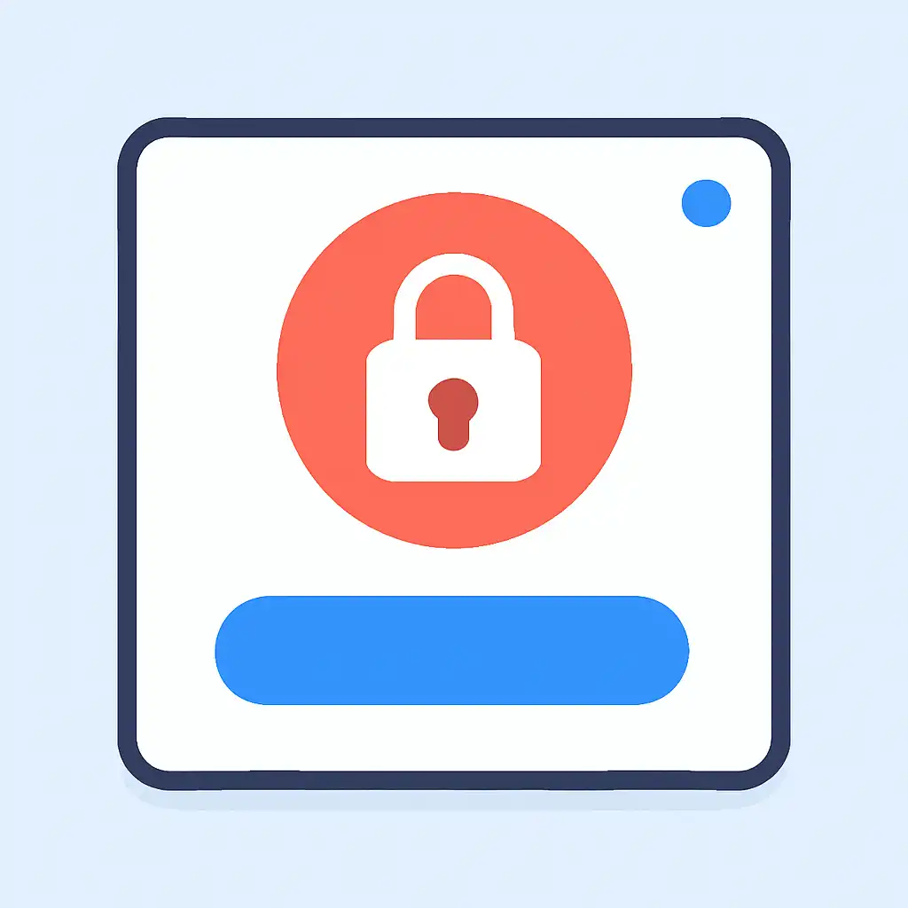 Close-up of button or form field for account locked, Rummy Modern
